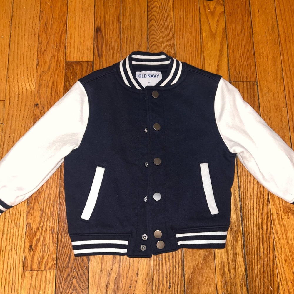 Old Navy Kids Varsity Jacket in Navy and White